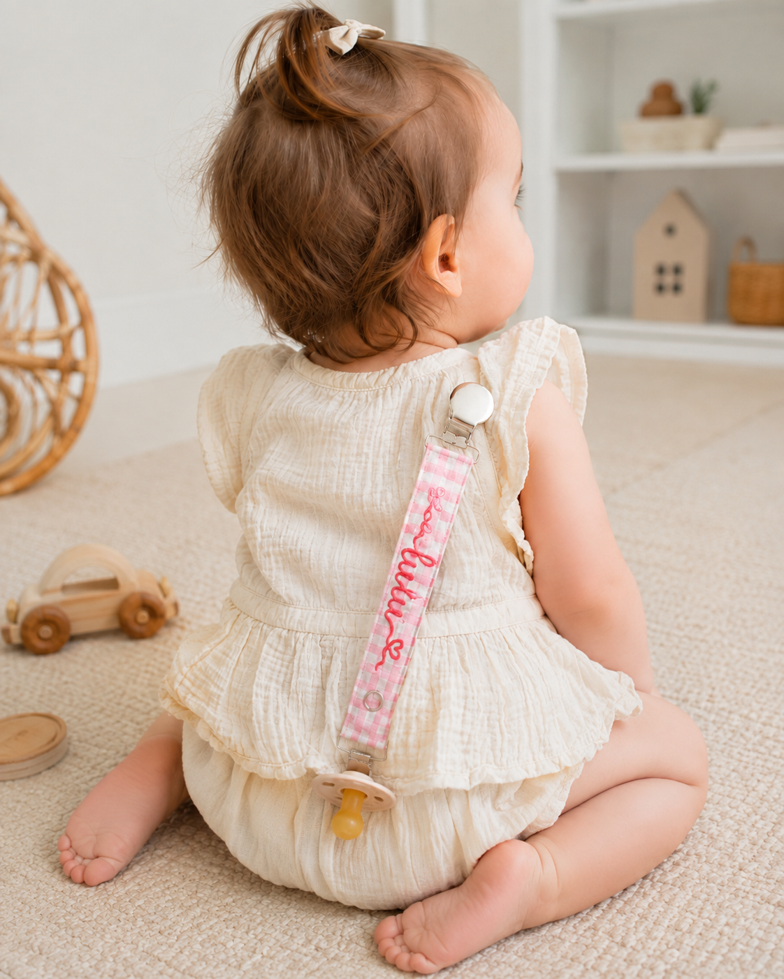 Gingham Pacifier Clip