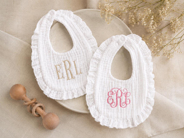 Ruffle Muslin Baby Bib