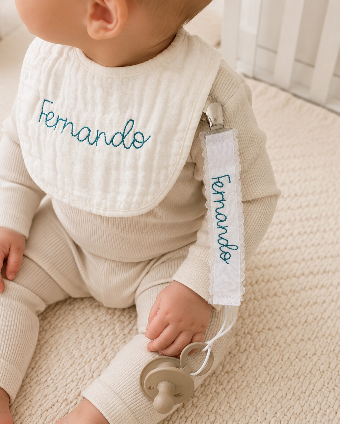 Boy Name Bib & Pacifier Set