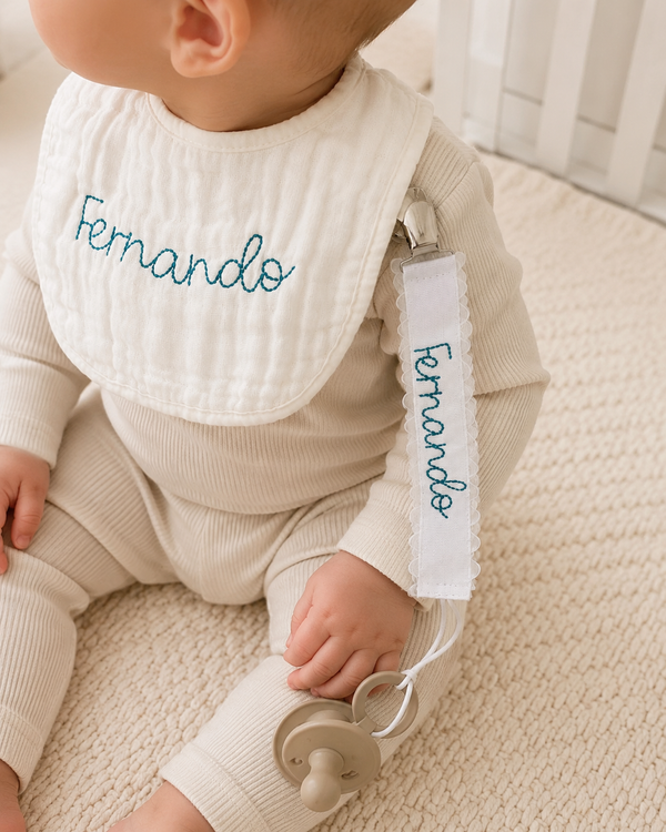 Boy Name Bib & Pacifier Set