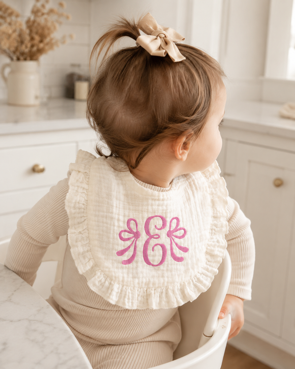 Frilly Bow Muslin Bib