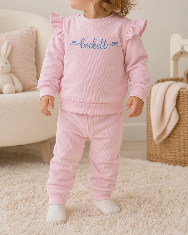 Pink Ribbed Baby Set